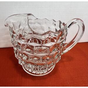 Fostoria American Glass #2056 Clear Vintage 6 3/8" Ice Lip Pitcher Jug cubist